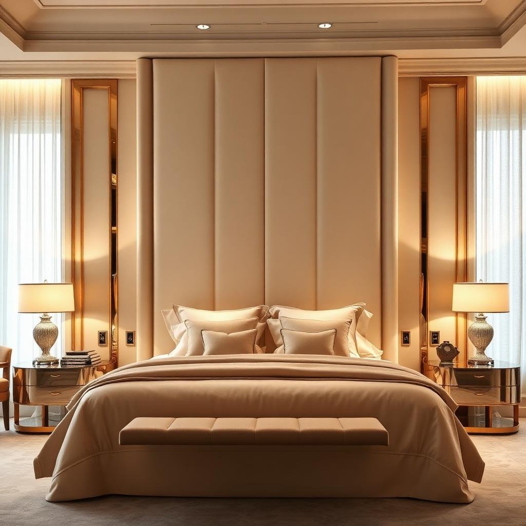 Quarto com cabeceira estofada premium